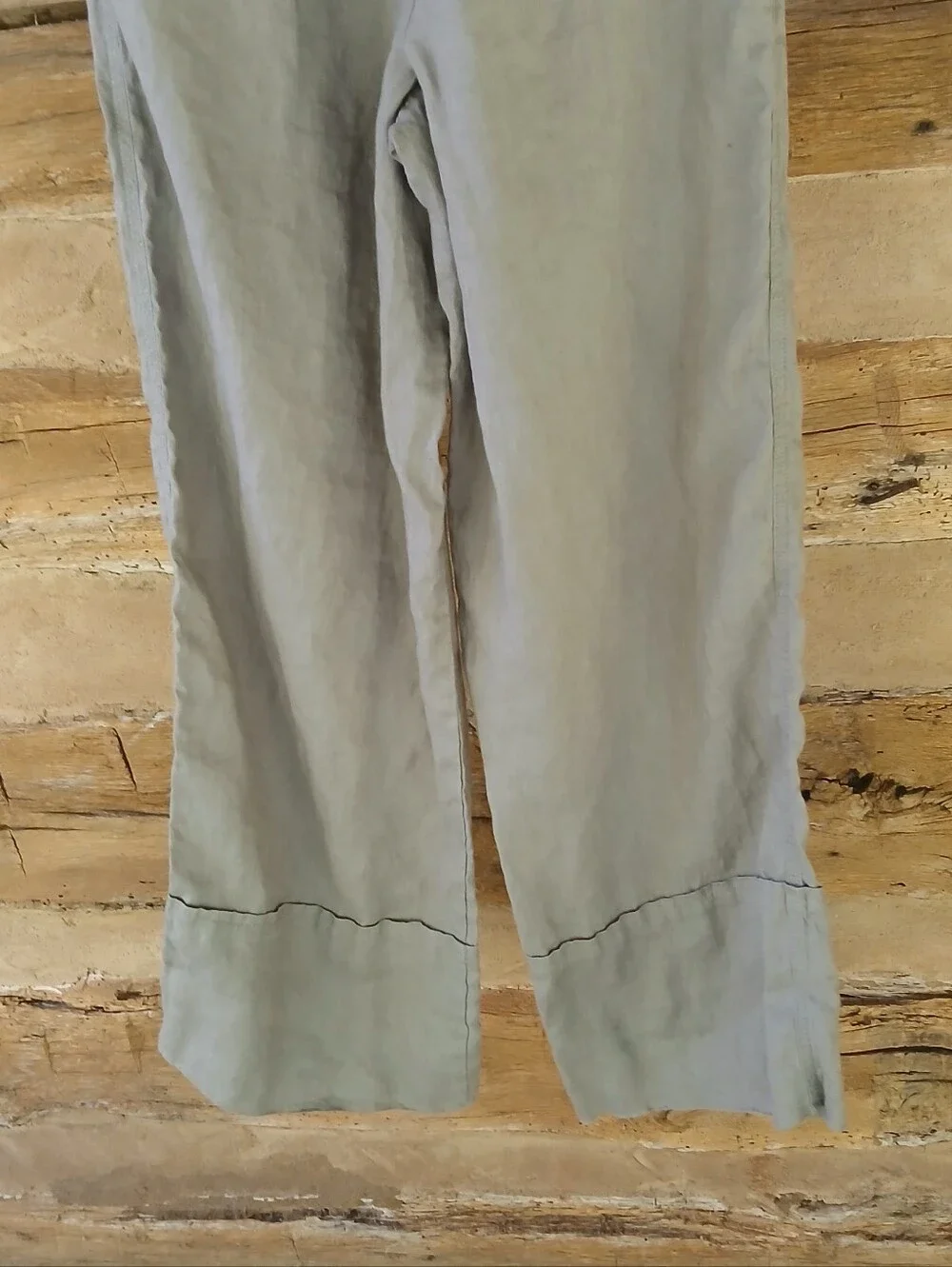 Zara Gray Mid Rise Drawstring Wide Leg Linen Pants Small